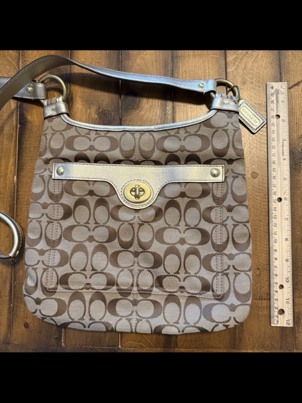 Coach Signature vintage Penelope Crossbody Bag brown monogram canvas leather - Picture 2 of 7